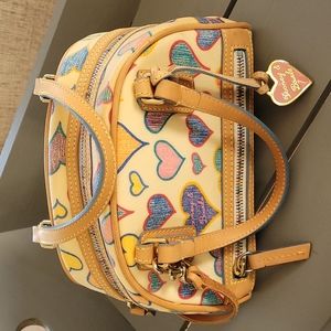 Vintage Dooney & Bourke Coated Leather 5 x 8 Handbag Purse Rainbow Zippers